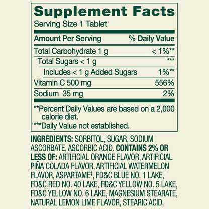 (3 pack) Spring Valley Vitamin C Dietary Supplement, Tropical Fruit, 500 mg, 200 Count, Chewable Tablets for Immune Health
