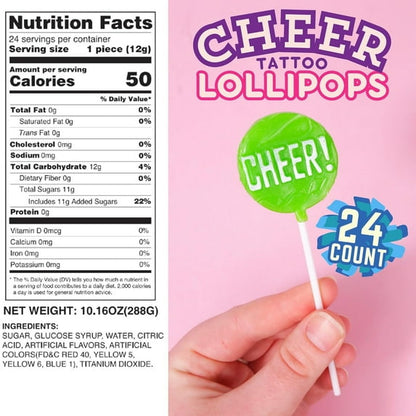 Cheer Lollipops, Team Party Favor Candy, 24 Count, 10.16 Ounce Box