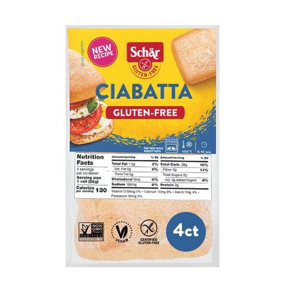 (3 pack) Schar Gluten Free Sourdough Ciabatta Rolls, Artisan Style Bread, Shelf-Stable, 4 Count, 7 oz