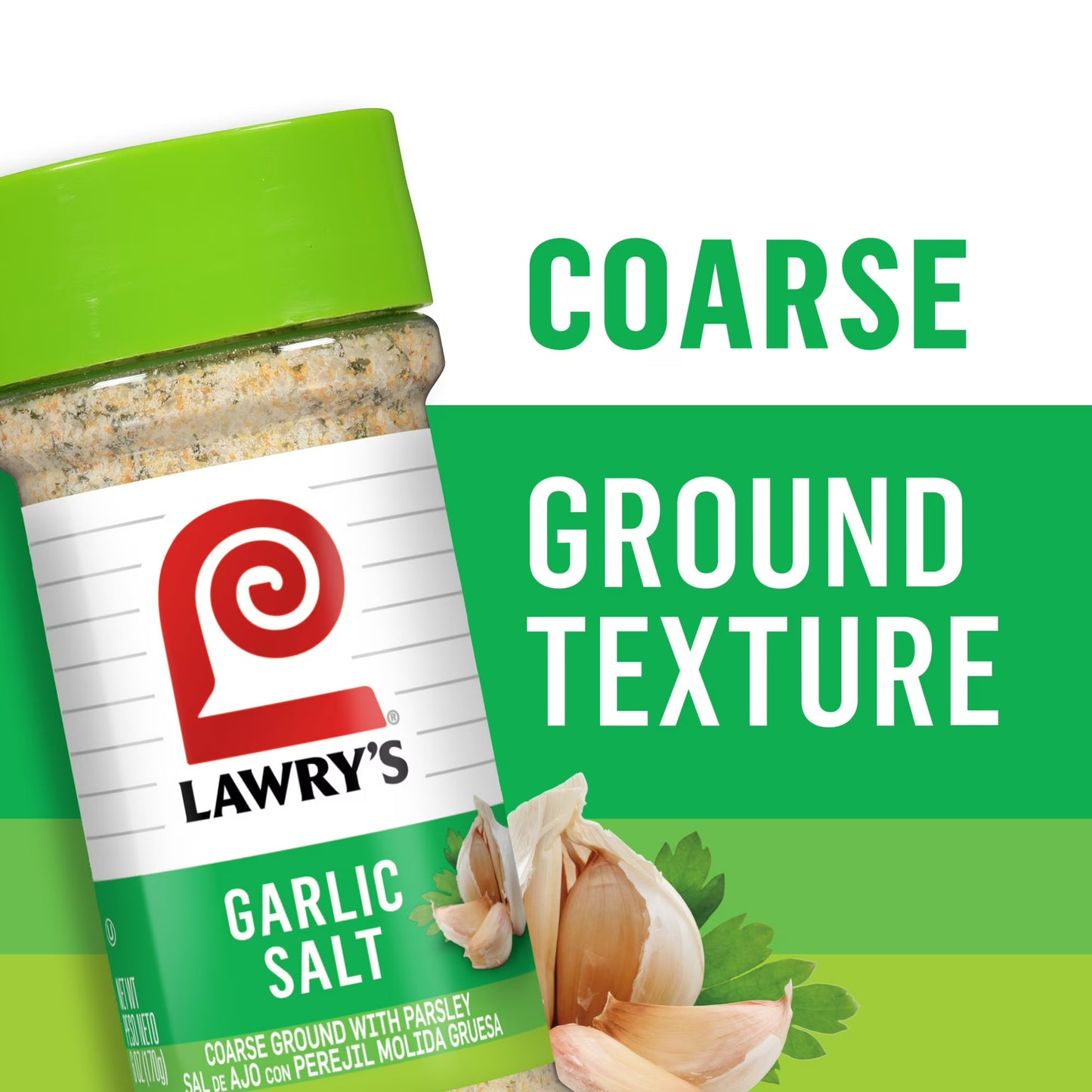 Lawry's Kosher Coarse Ground With Parsley Garlic Salt, 6.0 oz Bottle