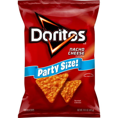 (4 pack) Doritos Nacho Cheese Tortilla Snack Chips,Party Size, 14.5 Ounce Bag