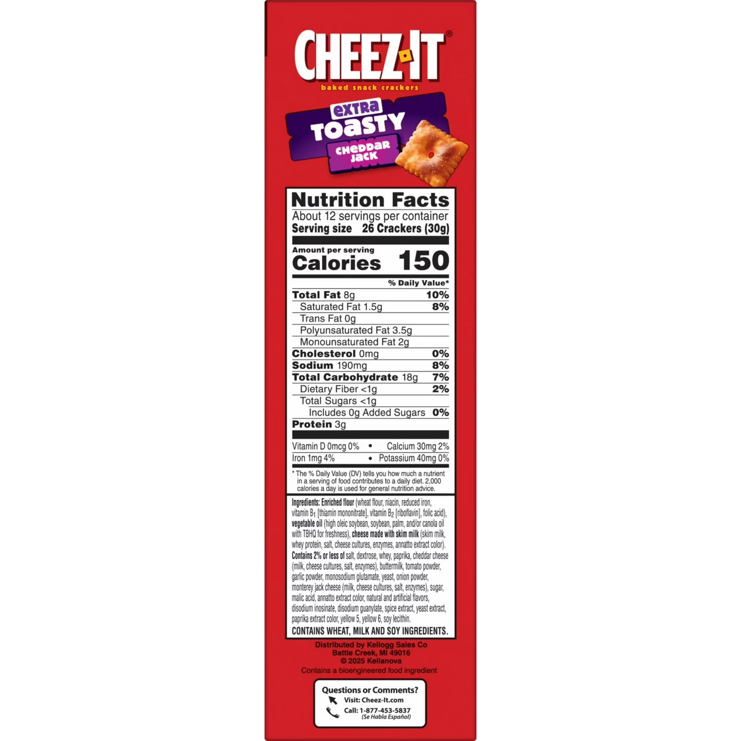 (3 pack) Cheez-It Extra Toasty Cheddar Jack Cheese Crackers, Baked Snack Crackers, 12.4 oz
