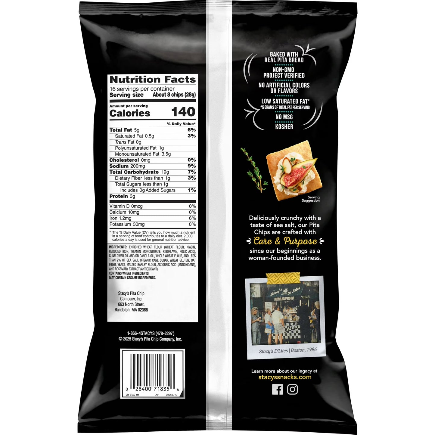 Stacy’s No Artificial Colors or Flavors Sea Salt Pita Chips Bag, 16 oz