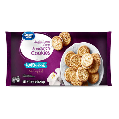 (6 pack) Great Value Gluten-Free Vanilla Crème Sandwich Cookies, 10.5 oz