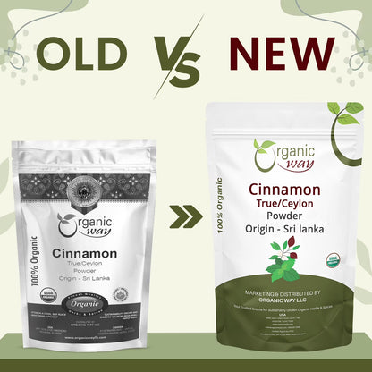 Organic Way True Ceylon Cinnamon Powder, Cinnamomum Verum, Organic, Kosher, Non-GMO, Gluten Free, (4 oz)