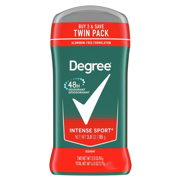 Degree Men Original Deodorant 48-Hour Odor Protection Intense Sport Deodorant For Men 3 oz Twin