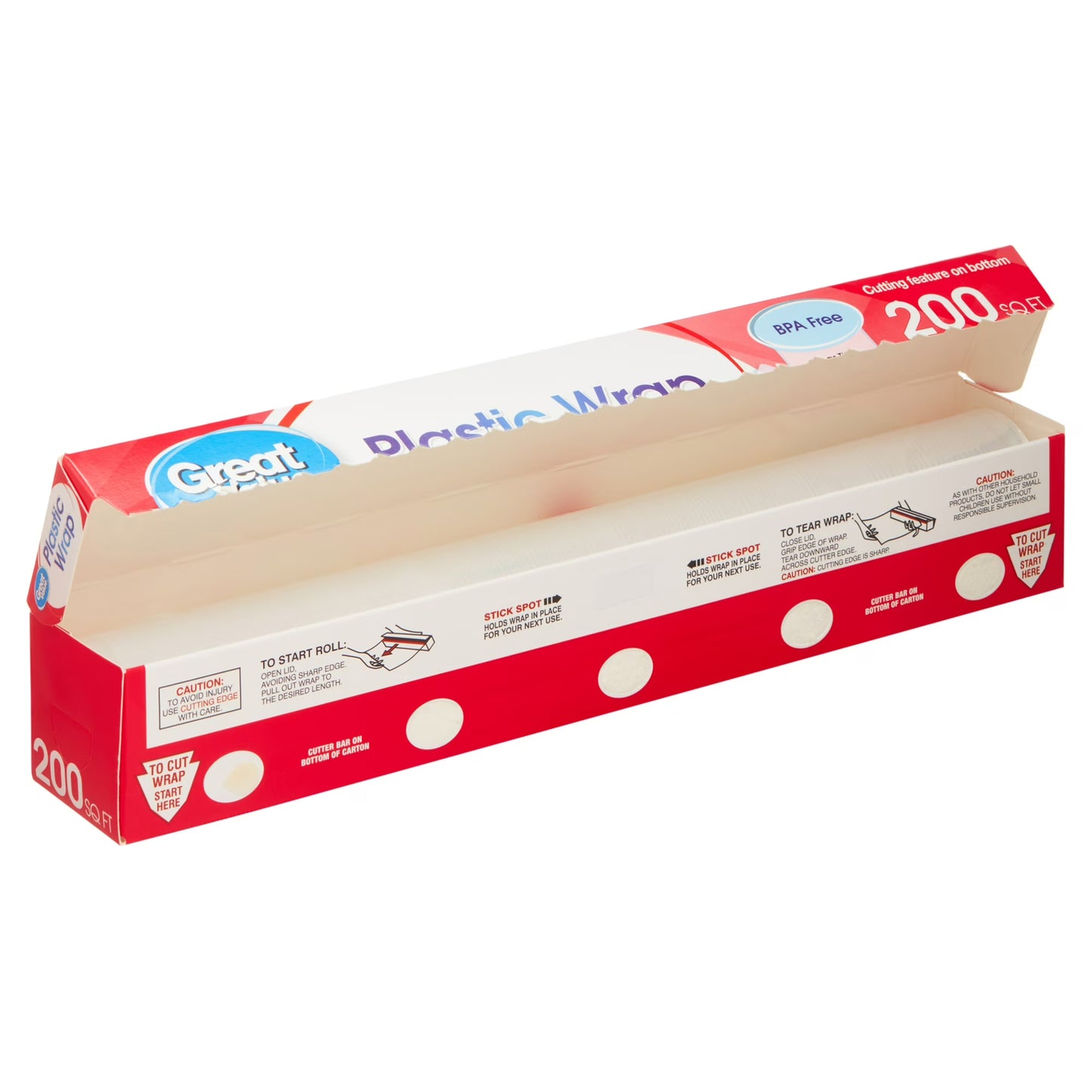 (4 pack) Great Value Plastic Wrap, 200 Sq ft