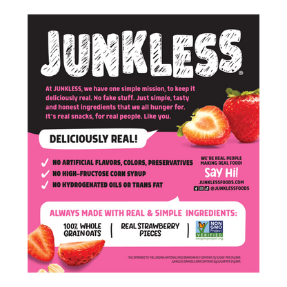 Junkless Chewy Strawberry Granola Snack Bars, 1.1 oz, 8 Count