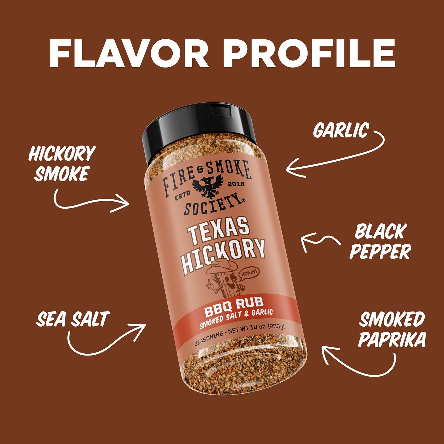Fire & Smoke Society Texas Hickory BBQ Seasoning Blend for Grilling, 10 oz Mixed Spices & Seasonings