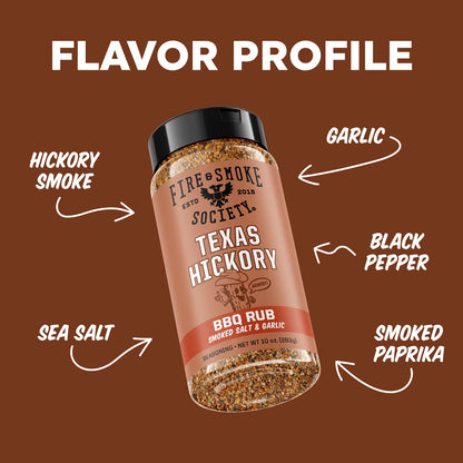 Fire & Smoke Society Texas Hickory BBQ Seasoning Blend for Grilling, 10 oz Mixed Spices & Seasonings