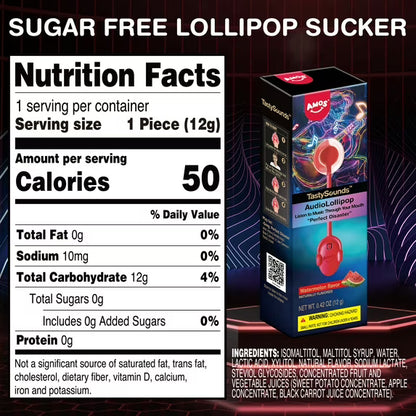 Amos Tasty Sound Lollipops Watermelon, Natural Flavored Music Lollipop 0.42oz