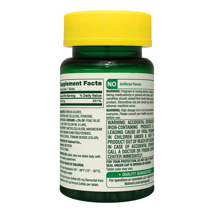 Spring Valley General Health & Wellness Iron Tablets Dietary Supplement Value Size, 65 mg, 200 Count