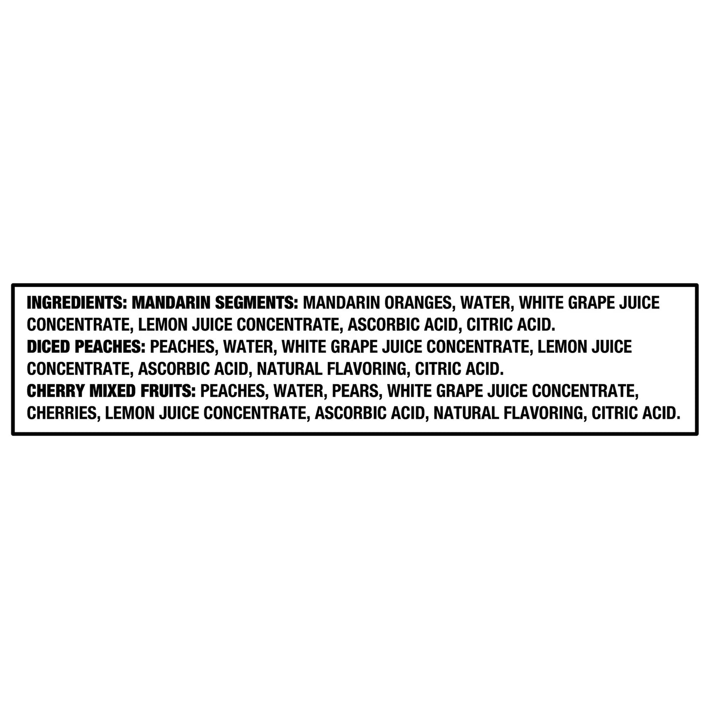 Great Value Diced Peaches, Mandarin Segments & Cherry Mixed Fruits Variety Pack, 4 oz, 24 Count