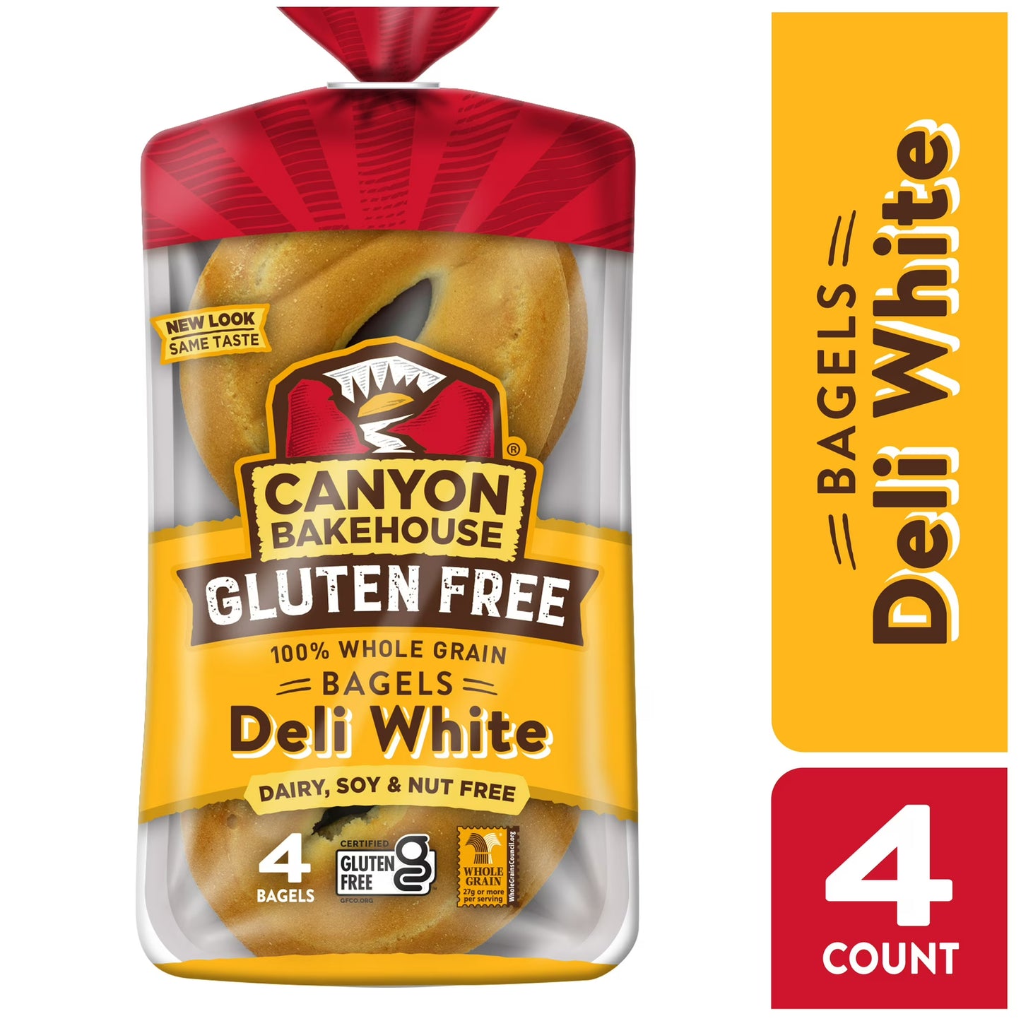 Canyon Bakehouse Deli White Bagels, Gluten Free Bagels, Fresh, 4 Count
