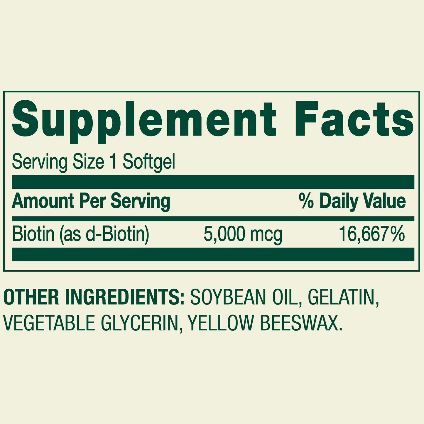 Spring Valley Biotin Dietary Supplement Softgels for Hair/Skin/Nails Health, 5,000 mcg, 240 Count
