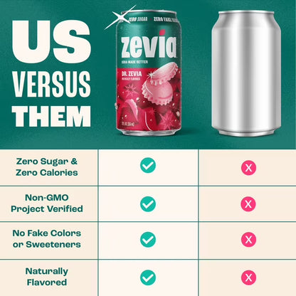 Zevia Zero Sugar, 0 Calorie Dr. Zevia Soda, 12 fl oz (Pack of 24)