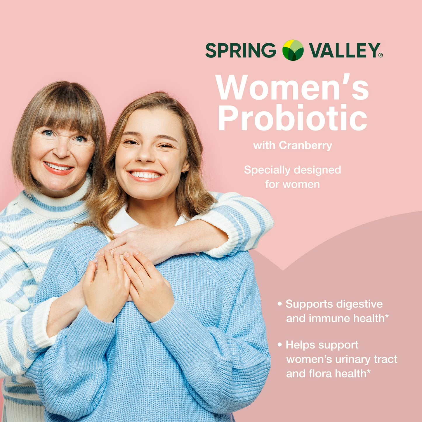 Spring Valley Women's Probiotic Dietary Supplement Vegetarian Capsules for Digestive Health, Cranberry, 60 Count Value Size