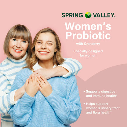 Spring Valley Women's Probiotic Dietary Supplement Vegetarian Capsules for Digestive Health, Cranberry, 60 Count Value Size