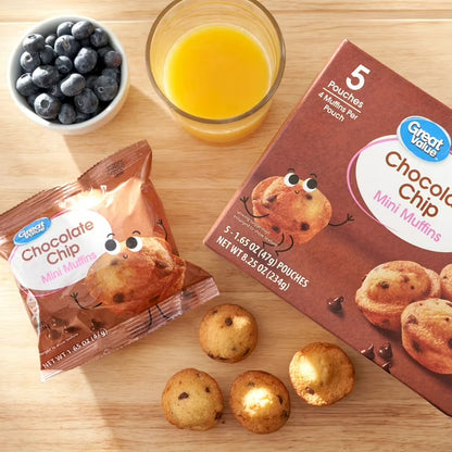 Great Value Chocolate Chip Mini Muffins, 8.25 oz (5 count)