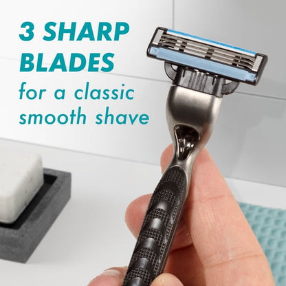 Gillette Mach3 Manual Razor, 1 Handle and 6 Blade Refills, Silver