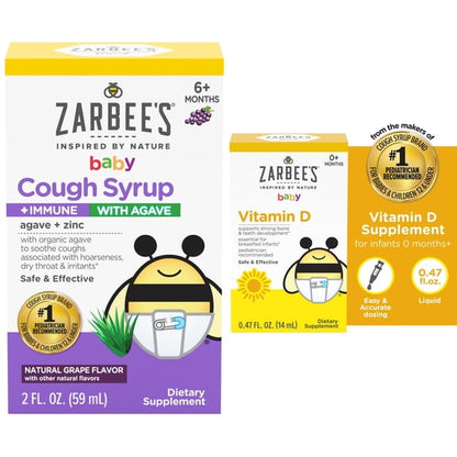 Zarbee's Baby Agave Cough Syrup + Immune Support*, Grape, 2 fl. oz