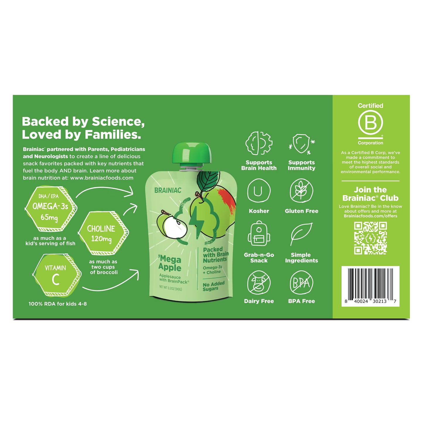Brainiac Brain Squeezers 16ct APL, CIN Variety Pack Applesauce