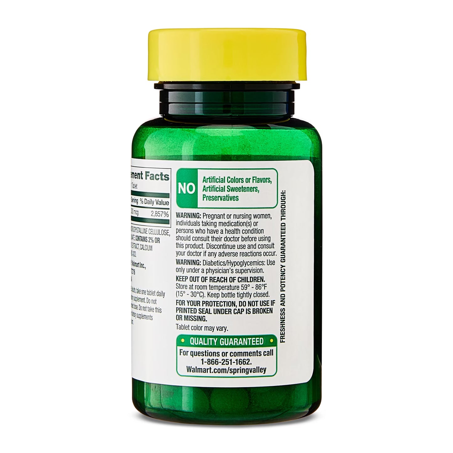 Spring Valley Chromium Metabolism Support Dietary Supplement Tablets, 1,000 Mcg, 100 Count