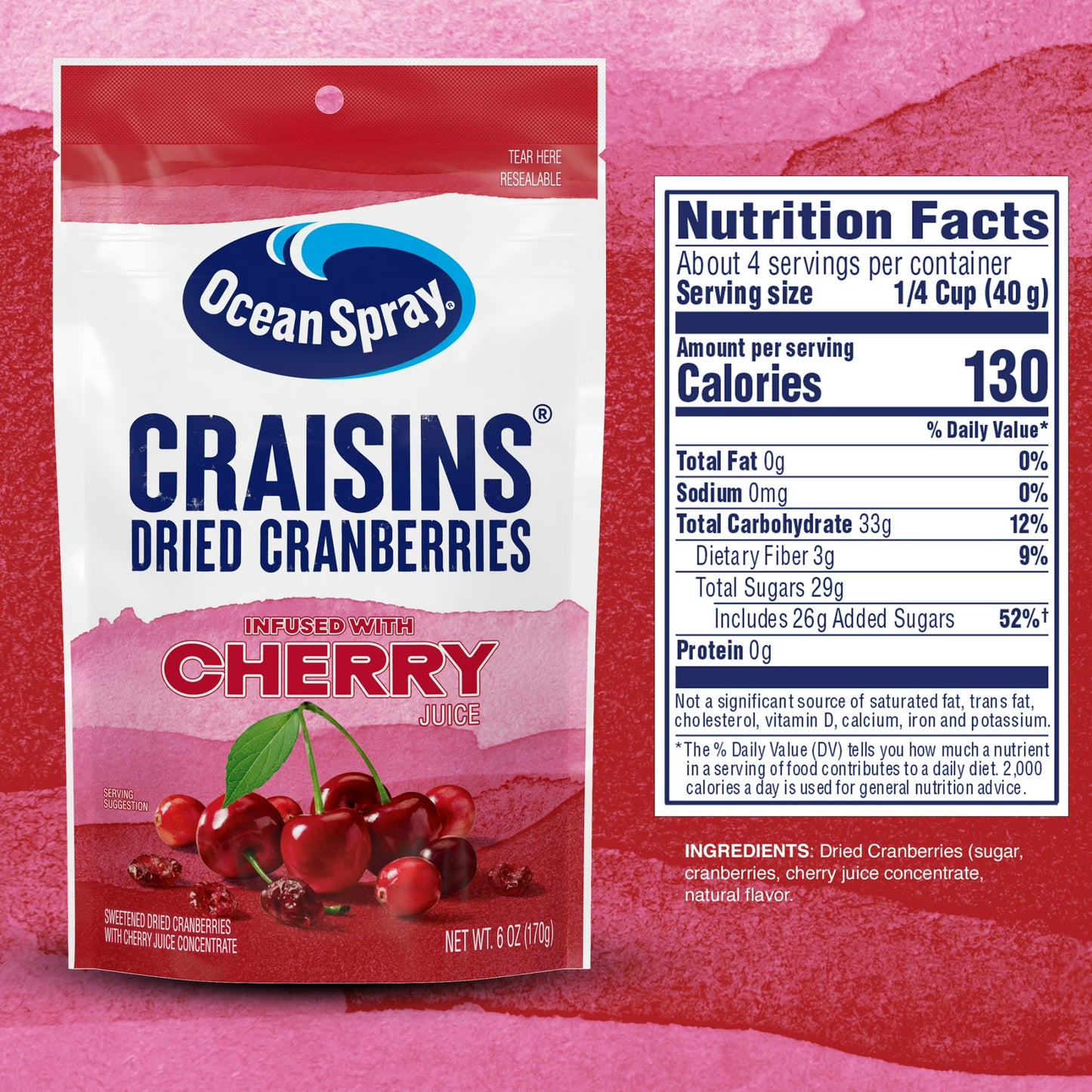 Ocean Spray Craisins Infused with Cherry Juice 6oz