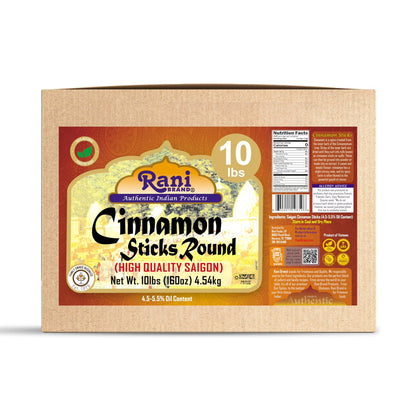 Rani Cinnamon Sticks 160oz (10lbs) 4.54kg Bulk Box - 875-1000 Sticks - Strong Aroma, Perfect for Baking, Cooking & Beverages | 3+ Inches Length - Cassia Saigon Cinnamon from Vietnam | Kosher