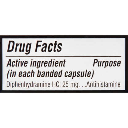 Equate Formaldehyde-Free Diphenhydramine HCl 25mg Allergy Capsules, 100 Count
