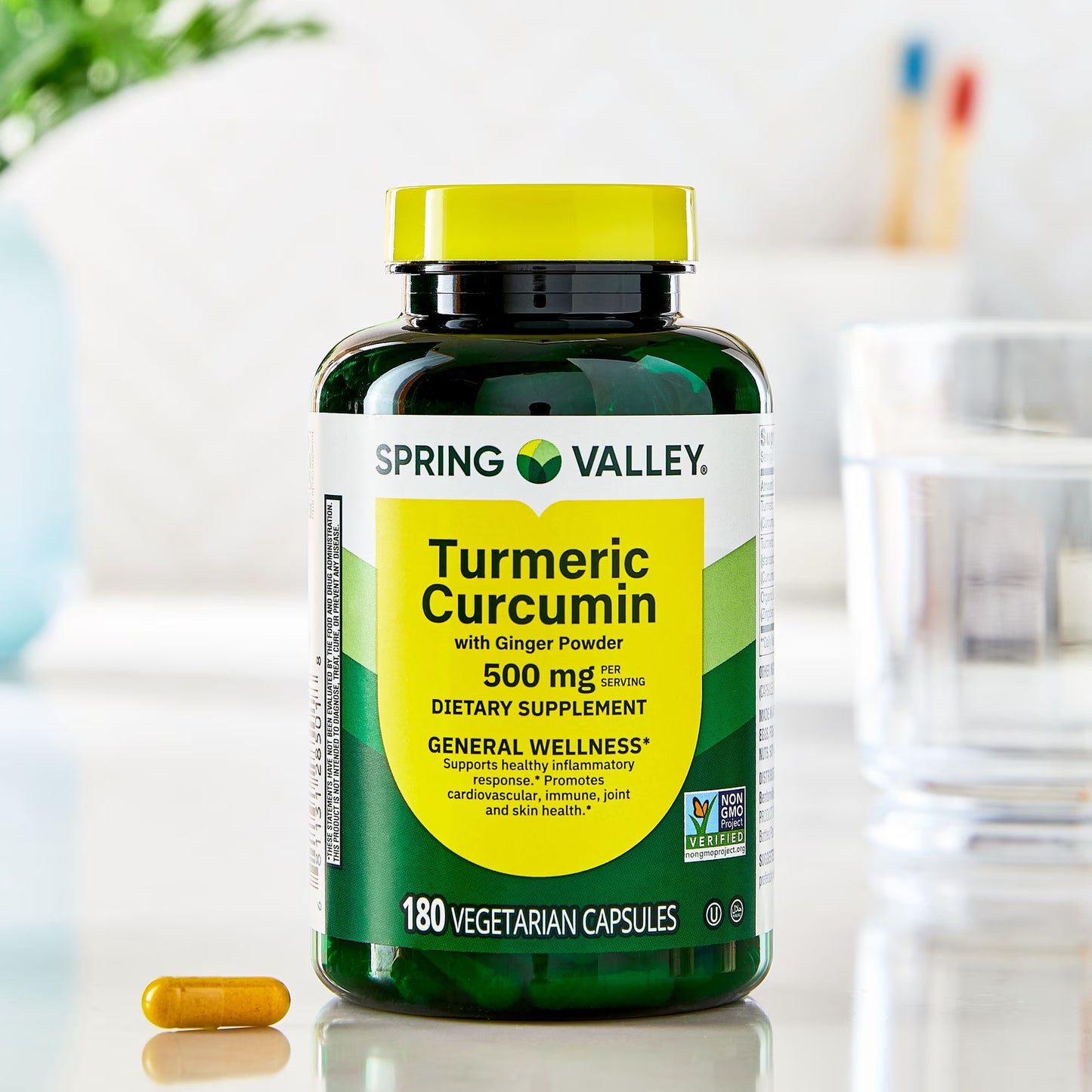 (3 pack) Spring Valley Turmeric Curcumin with Ginger Powder Dietary Supplement, 500 mg, 180 Count