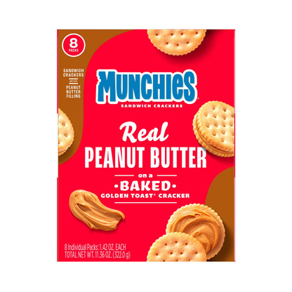(3 pack) Munchies Real Peanut Butter Baked Golden Toast Sandwich Crackers, 11.36 oz