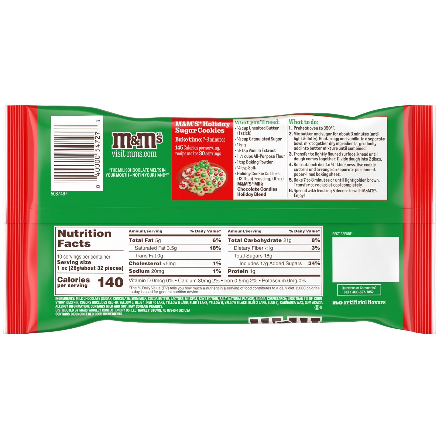 M&M's Milk Chocolate Christmas Candy - 10 oz Bag