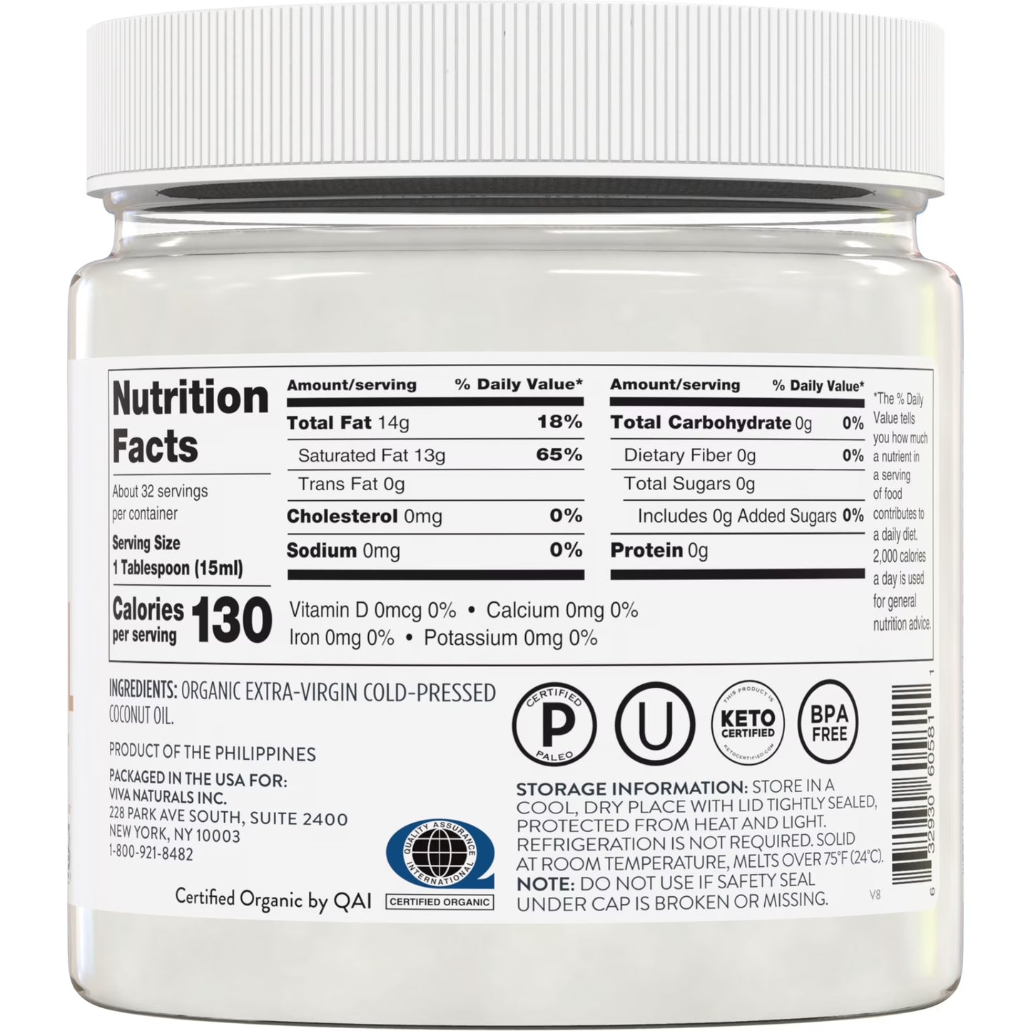 Viva Naturals Organic Extra-Virgin Coconut Oil, 16 fl oz