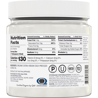 Viva Naturals Organic Extra-Virgin Coconut Oil, 16 fl oz