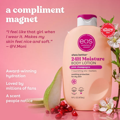 (2 pack) eos Shea Better Body Lotion for Dry Skin, Pink Champagne, 16 fl oz