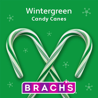 Brach's Wintergreen Christmas Candy Canes, Stocking Stuffers for Kids, Minty Twist on a Holiday Classic, Holiday Christmas Candy, 5.3 oz, 12ct Box