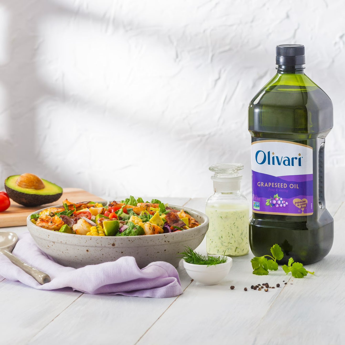 (4 pack) Olivari Grapeseed Oil for Frying and Sauteing, 51 fl oz Plastic Bottle