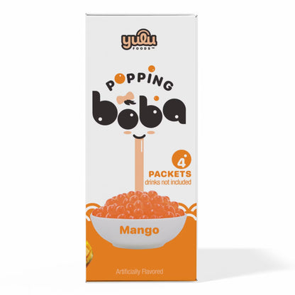 Yulu Foods - Popping Boba Pearls - Mango 4 Pack - Net Wt 7.1 oz. (200g)