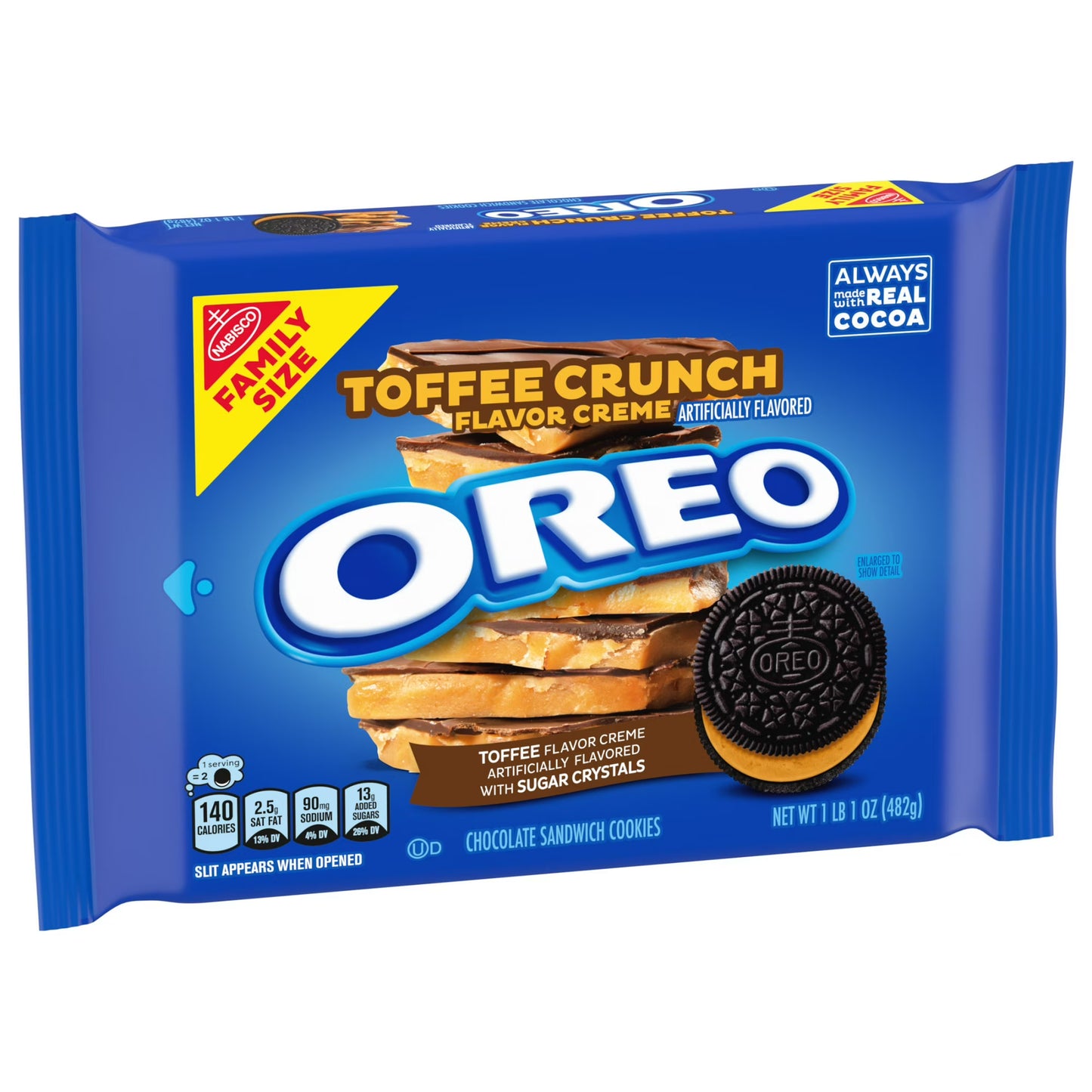 (3 pack) OREO Toffee Crunch Creme with Sugar Crystals Chocolate Sandwich Cookies, Family Size, 17 oz