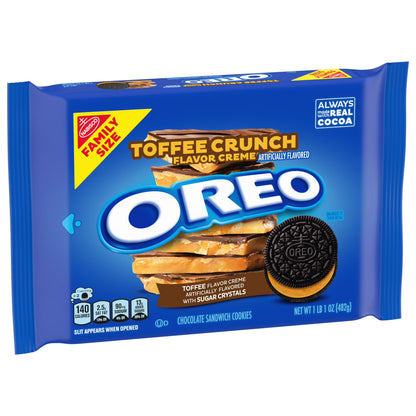 (3 pack) OREO Toffee Crunch Creme with Sugar Crystals Chocolate Sandwich Cookies, Family Size, 17 oz