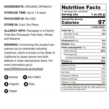 Organic Spinach Powder, 16 Pounds – Non-GMO, Kosher, Vegan, Pure – by Food to Live