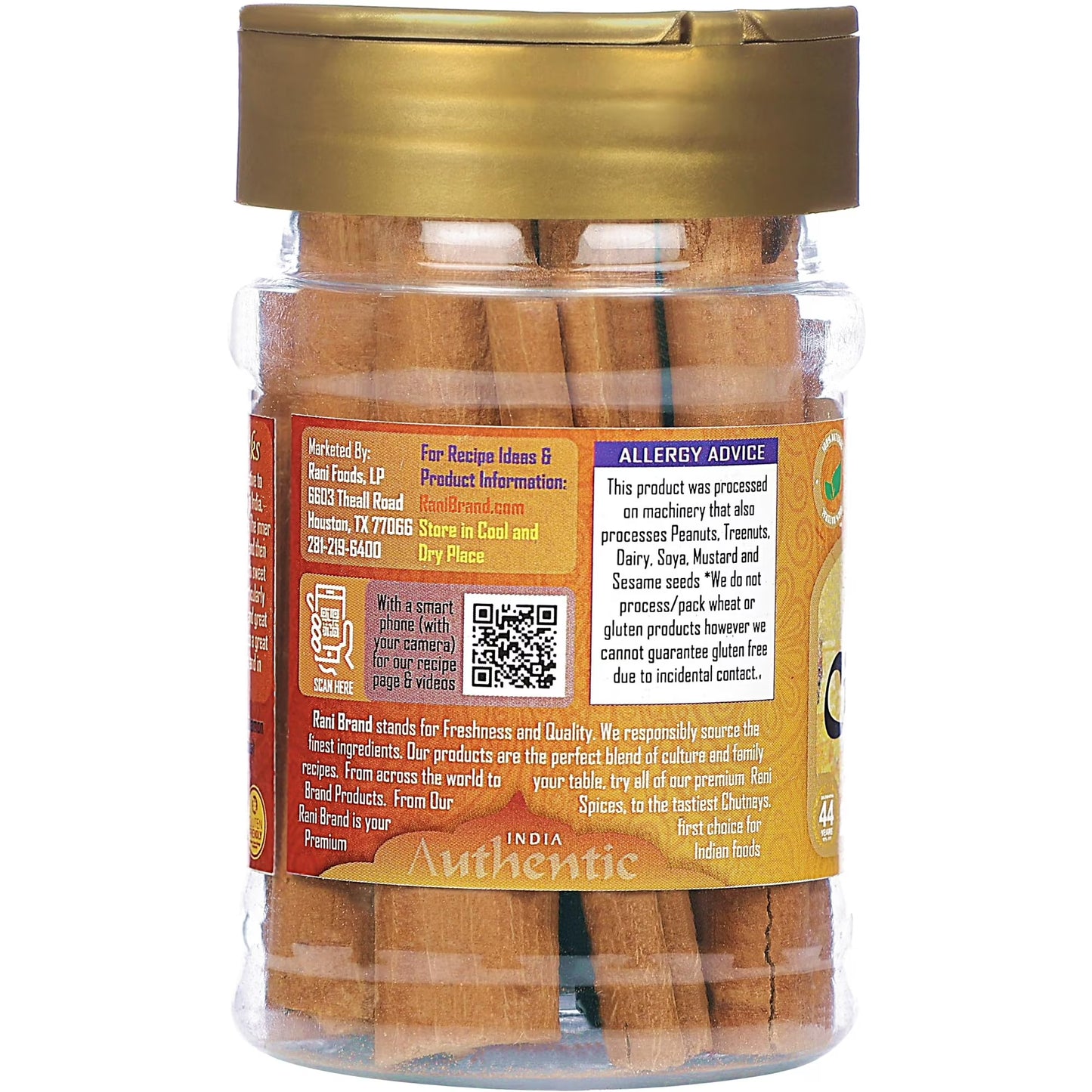 Rani Cinnamon Sticks 2oz (56g) ~ 10-13 Sticks 3 Inches in Length Cassia Round, PET Jar ~ All Natural | Vegan | No Colors | Gluten Friendly | NON-GMO | Kosher