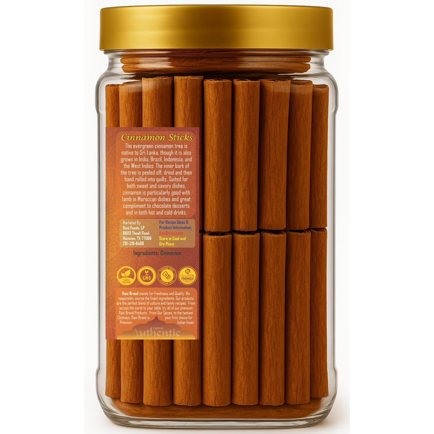 Rani Cinnamon Sticks 14oz (400g) PET Jar - 72-88 Sticks - Strong Aroma, Perfect for Baking, Cooking & Beverages | 3+ Inches Length - Cassia Saigon Cinnamon from Vietnam | Kosher