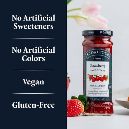 St. Dalfour Strawberry Fruit Spread, 100% from Fruit, Vegan & Gluten Free, 10 oz Jar
