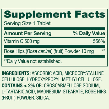 (3 pack) Spring Valley Vitamin C with Rose Hips, 500 mg, 250 Count, Dietary Supplement Tablets for Immune Health