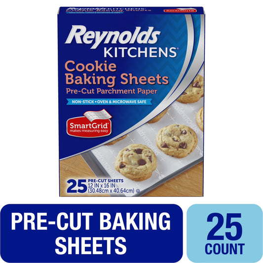 (8 pack) Reynolds Kitchen Sheets, Pre-Cut Parchment Paper, 25 Sheets