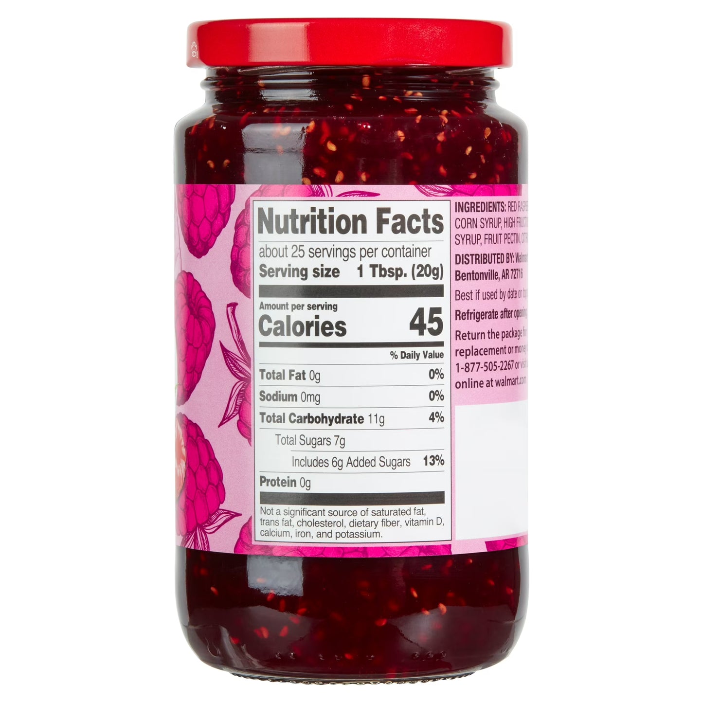 (4 pack) Great Value Red Raspberry Preserves, 18 oz
