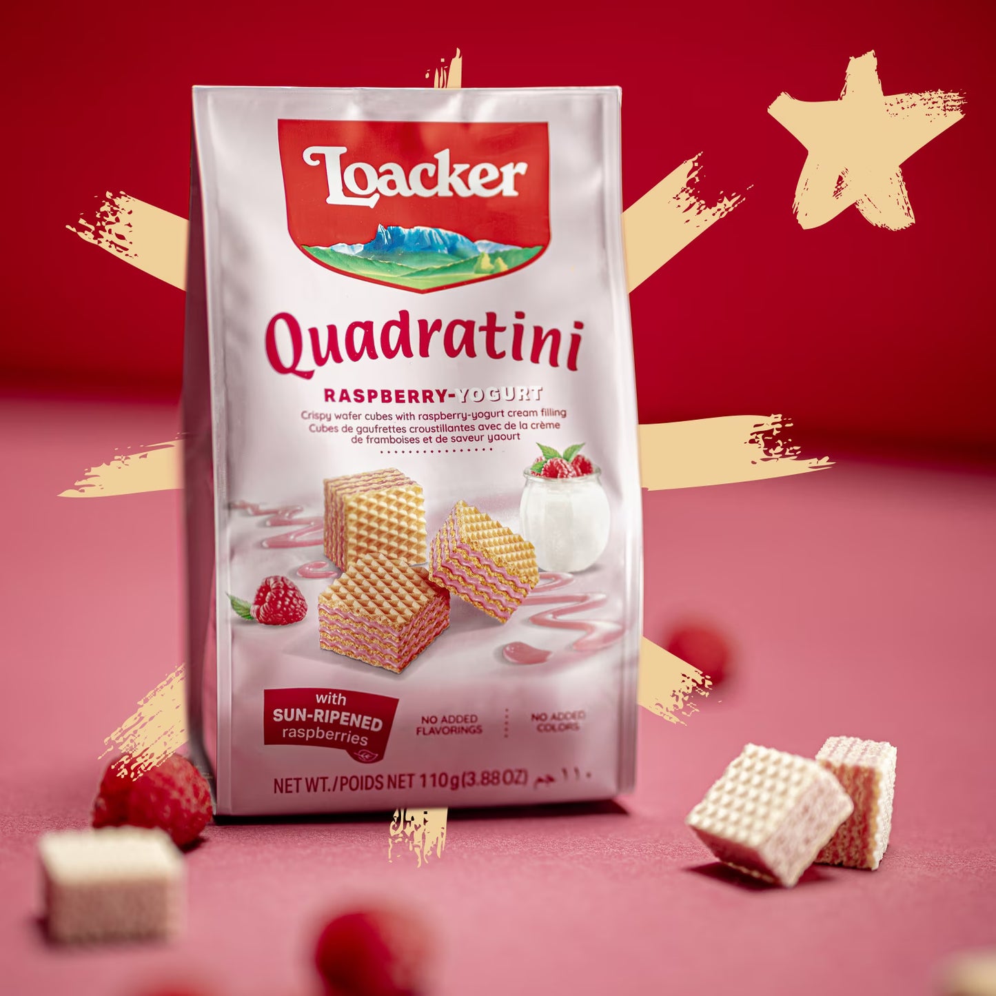 Loacker Quadratini Fruity Variety Pack Wafer Cookies LARGE - Mix of Lemon, Vanilla, and Raspberry Yogurt - Premium Crispy Bite Size Wafers - LARGE Pack of 6