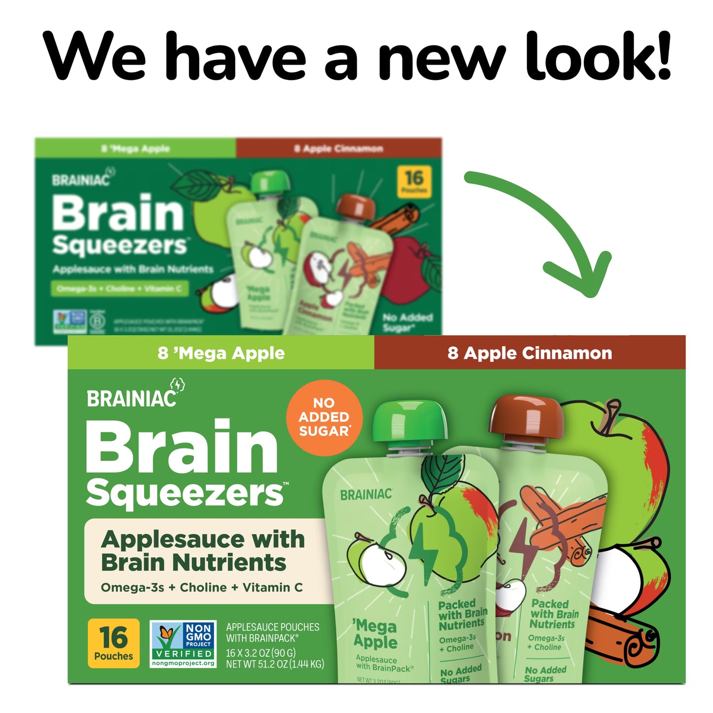 Brainiac Brain Squeezers 16ct APL, CIN Variety Pack Applesauce